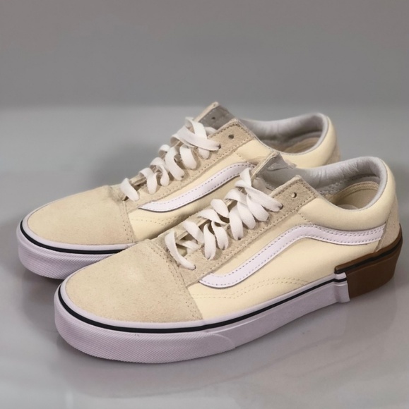 vans old skool gum block white skate shoes